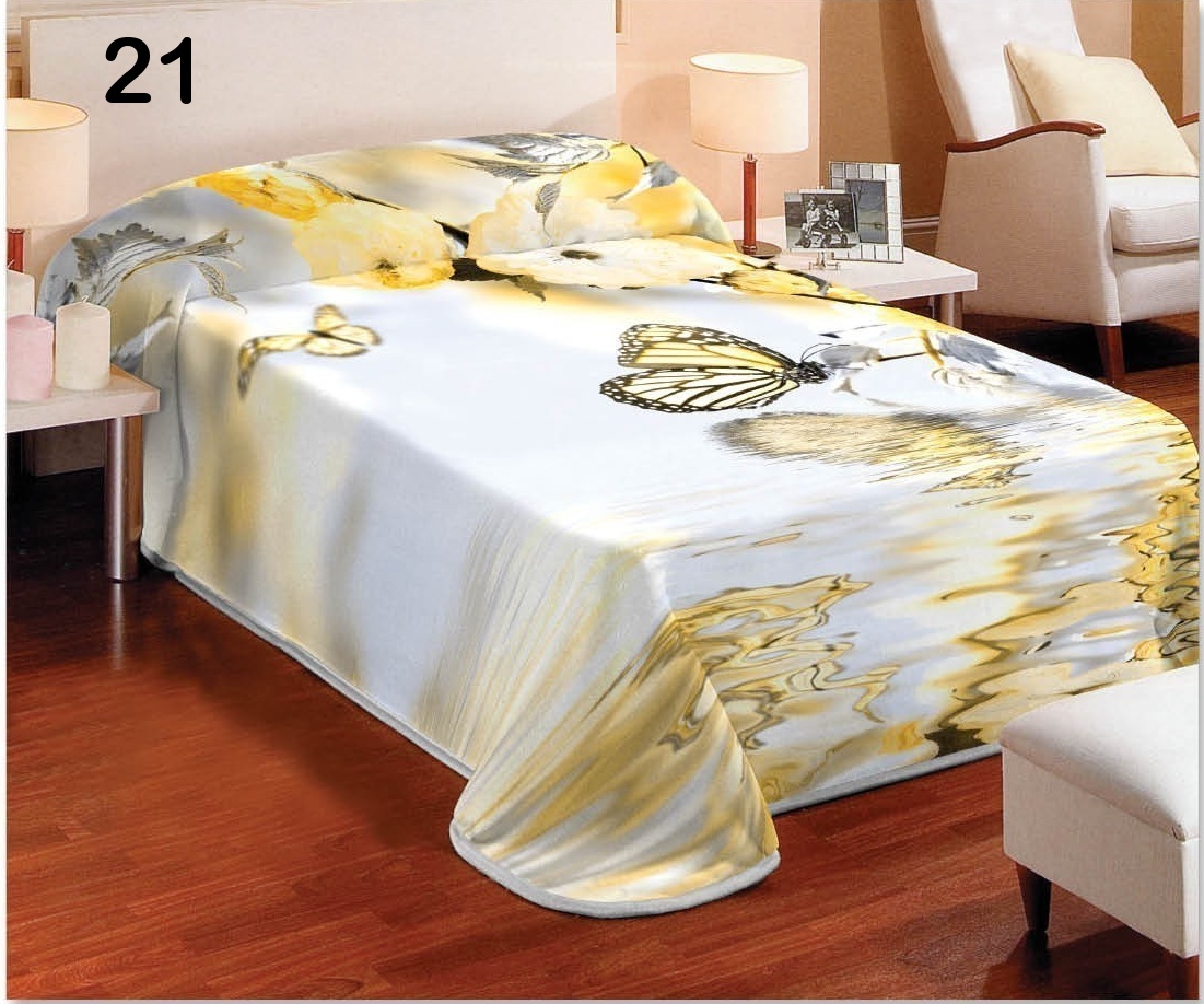 Koc biały w rozmiarze 155x220 na łóżka z żółtym motylem