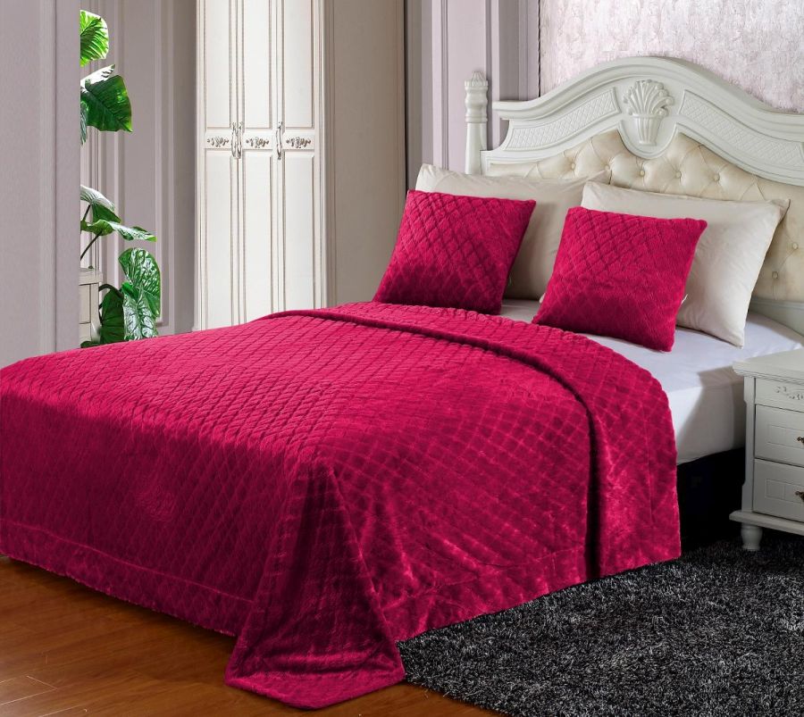 Modne pluszowe narzuty na łóżko żakardowe w kolorze fuksji