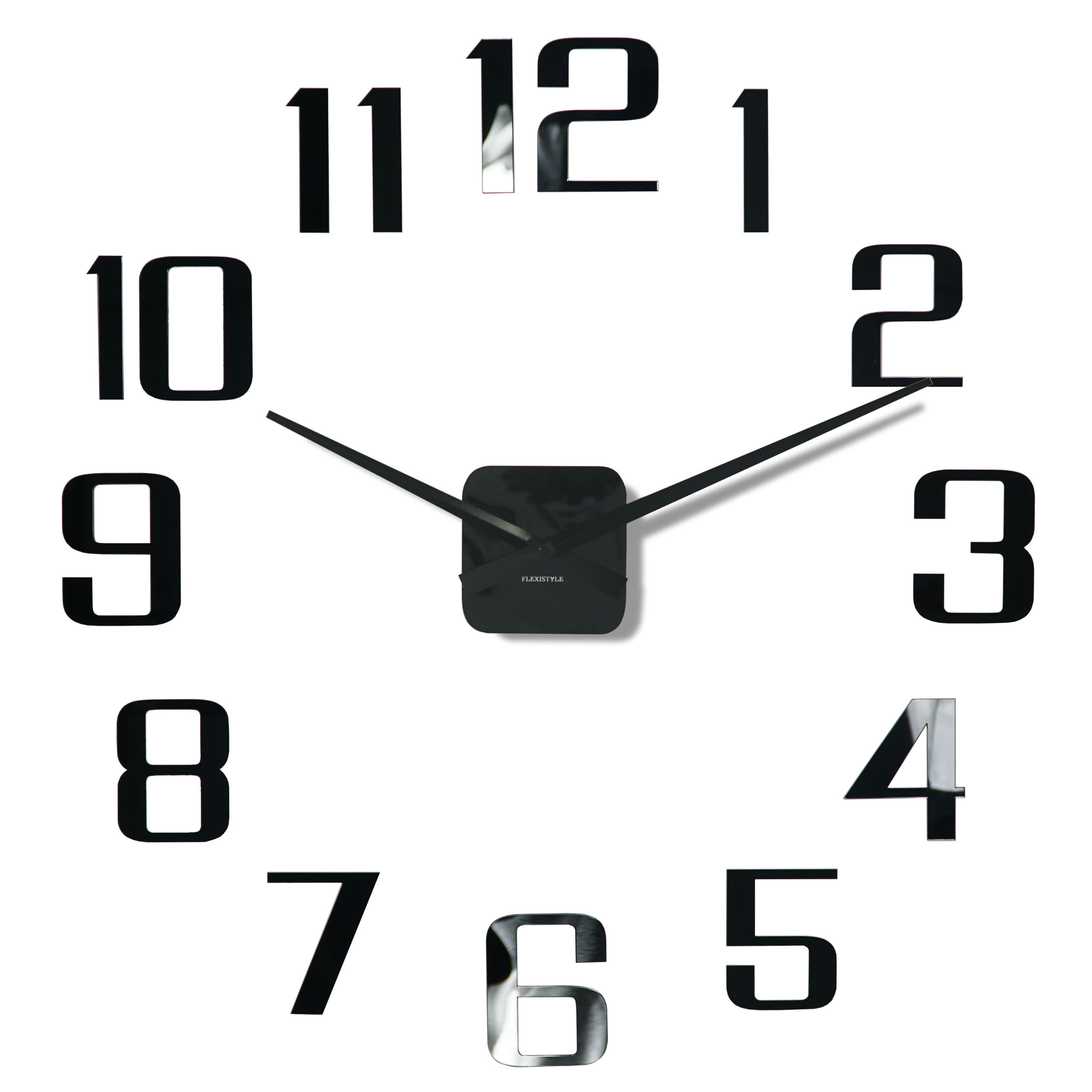 Zegar ścienny czarny ze szkła akrylowego z połyskiem