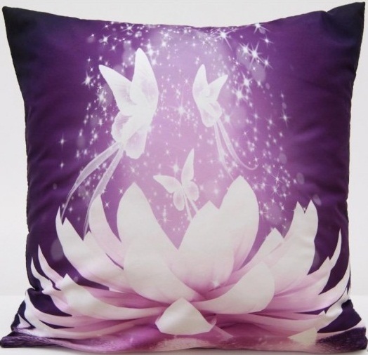 Poszewki na poduszki ozdobne fioletowe z białą lilią