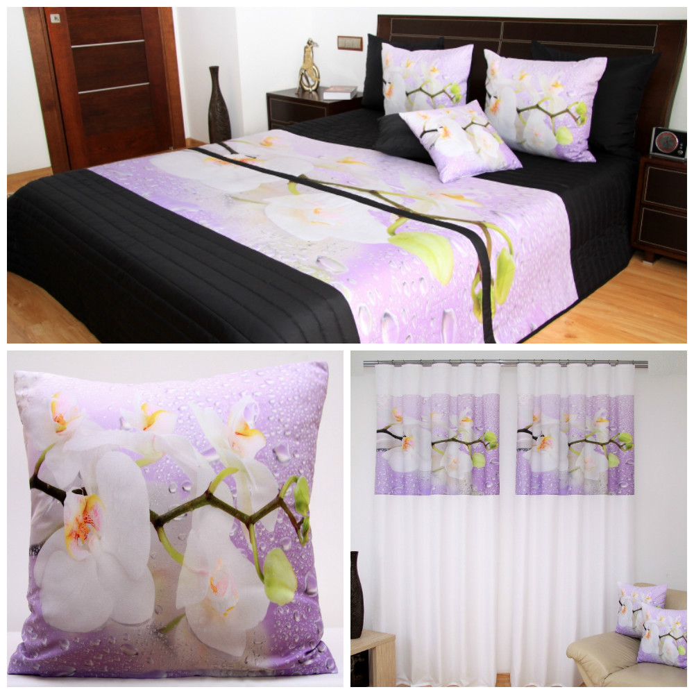 Fioletowe sypialniane zestawy dekoracyjne z orchideą