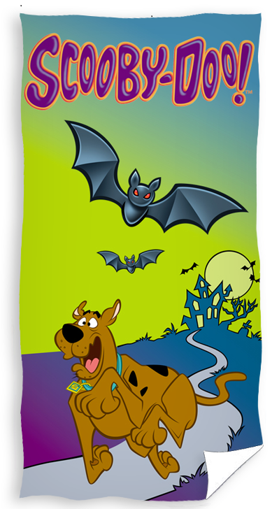 Dziecięcy ręcznik na basen zielony z uciekającym Scooby Doo