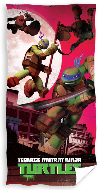 Bawełniany czerwony ręcznik dla dzieci z żółwiami ninja