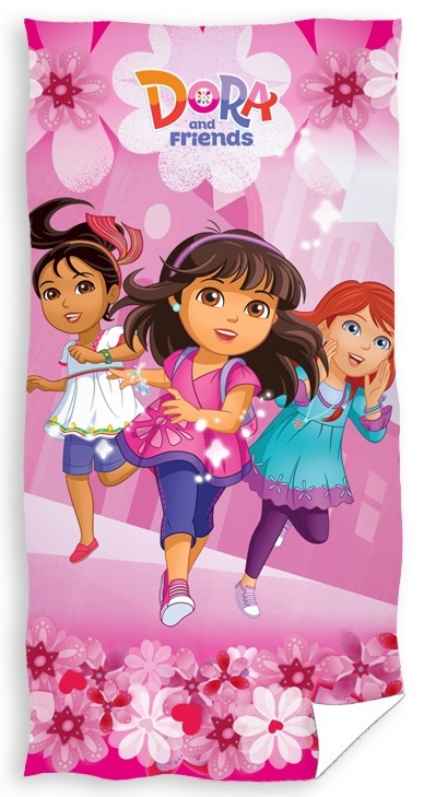 Dora i przyjaciele kąpielowe ręczniki dla dzieci różowe