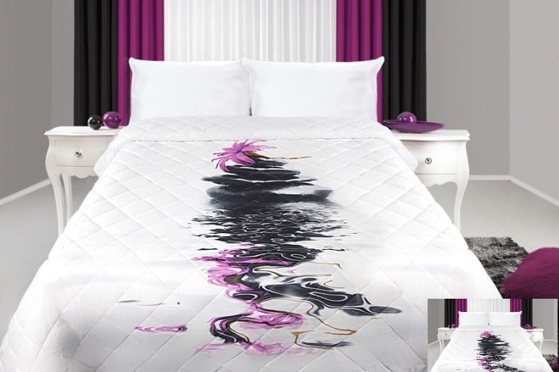 Narzuty na jedno łóżko w kolorze białym z motywem kwiatowym