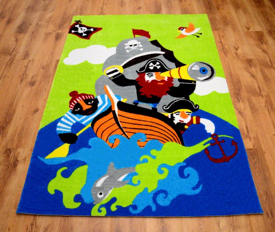 Wesołe dywany dla dzieci zielone z piratem