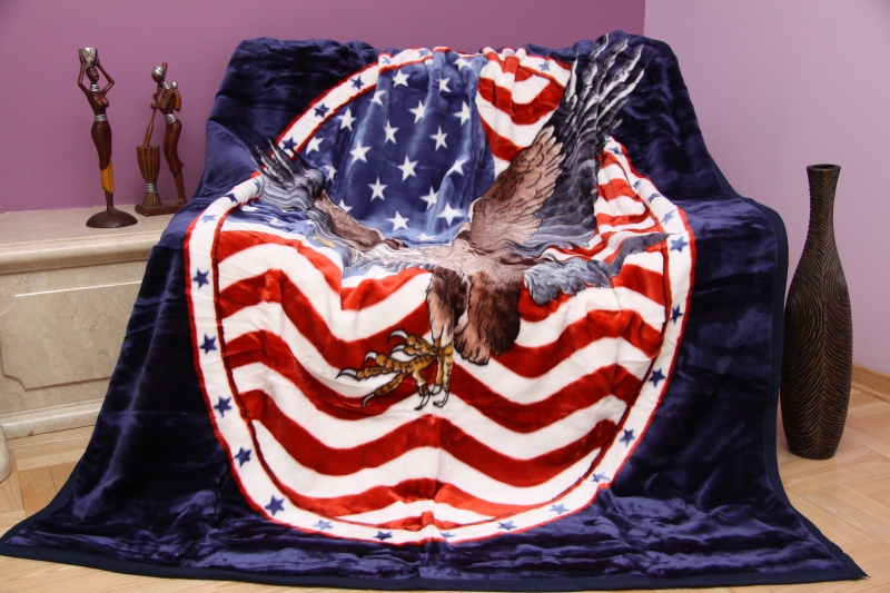 Flaga Ameryki akrylowy koc w kolorze granatowym