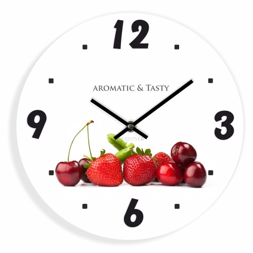 Kuchenny ozdobny zegar do kuchni z owocami