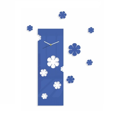 Podłużny niebieski zegar kwiatki