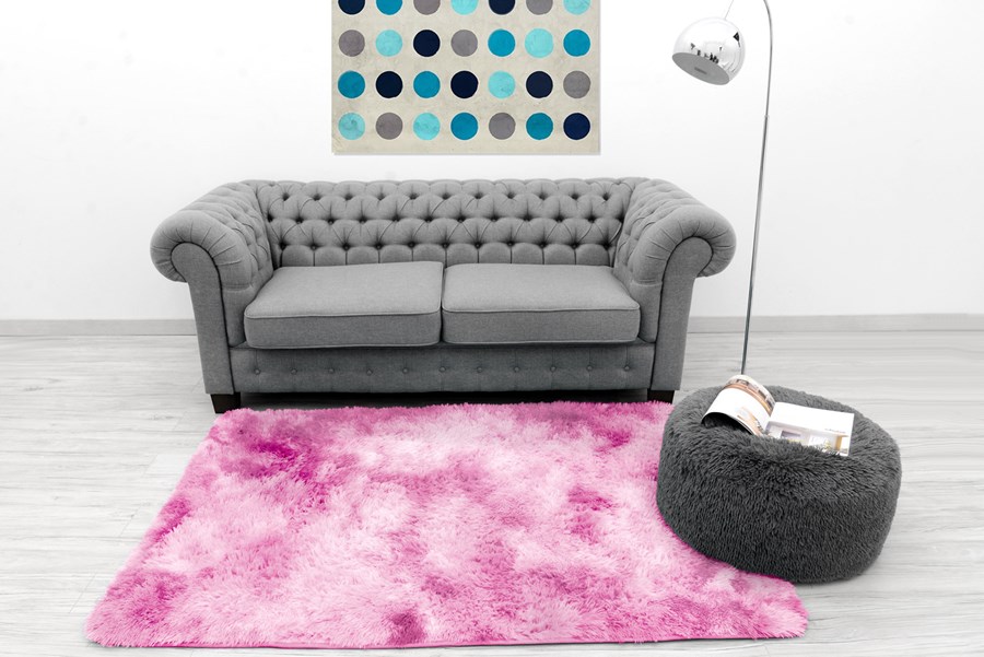 Dekoracyjne pluszowe ombre dywany w kolorze jasno różowym do sypialni 140x200