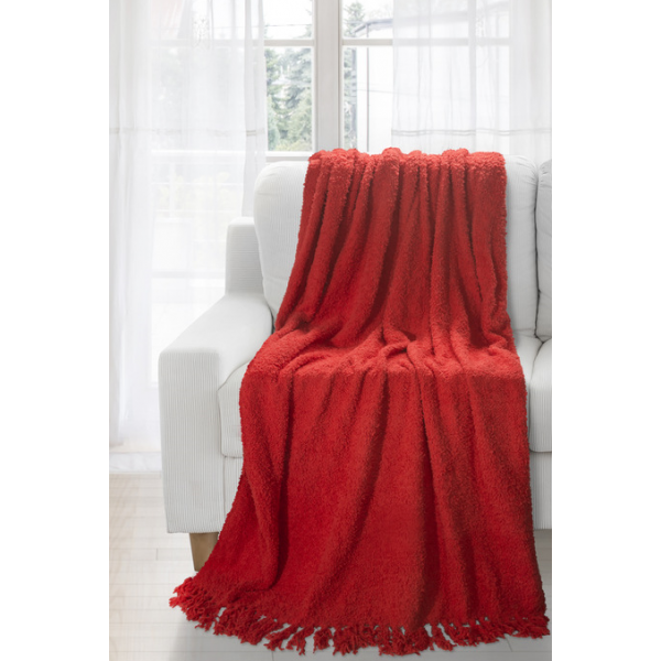 Dekoracyjny koc do sypialni w kolorze czerwonym