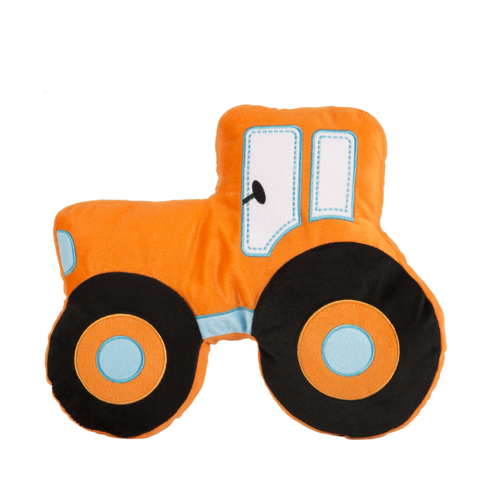 Pomarańczowa poduszka traktor do dziecięcego pokoju