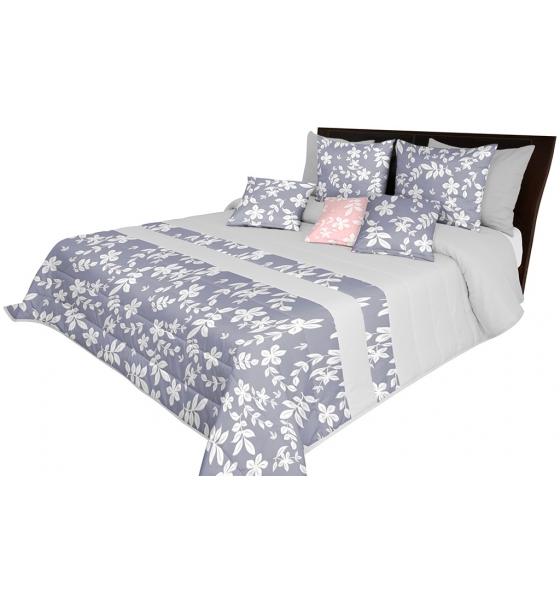 Pikowana narzuta na łóżko w kolorze szarym do sypialni