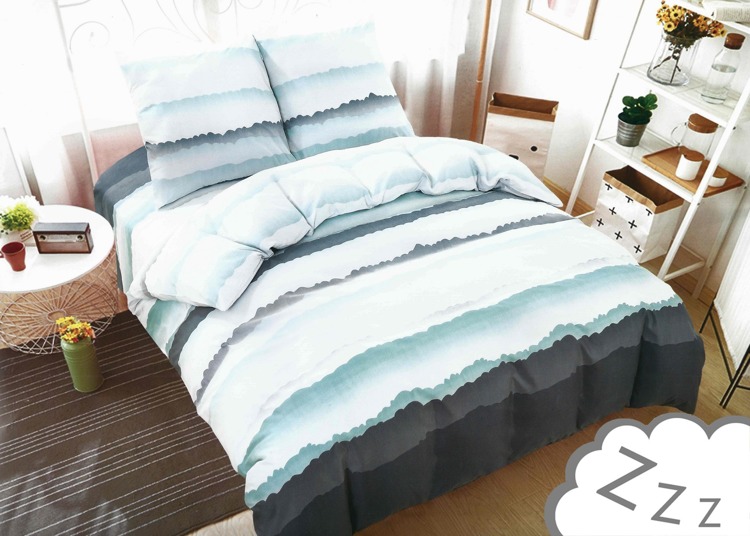 Biało błękitna pościel 160x200 na łóżko do sypialni