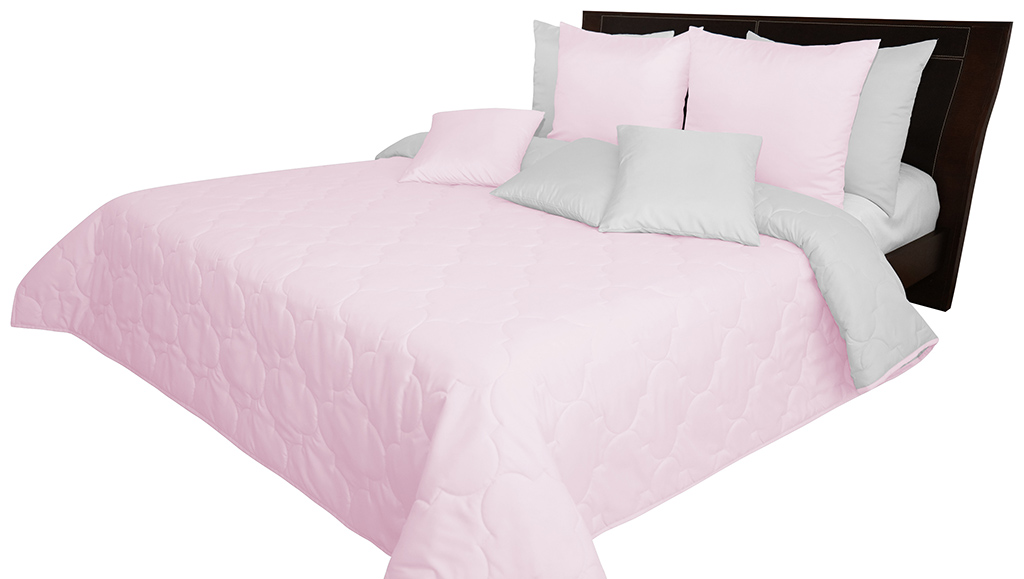 Różowo szara narzuta na łóżko 170x210 do pokoju młodzieżowego