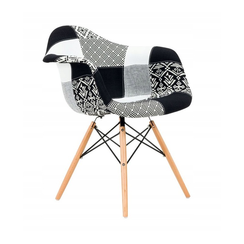 Stylowe krzesło  z patchworkową tapicerką