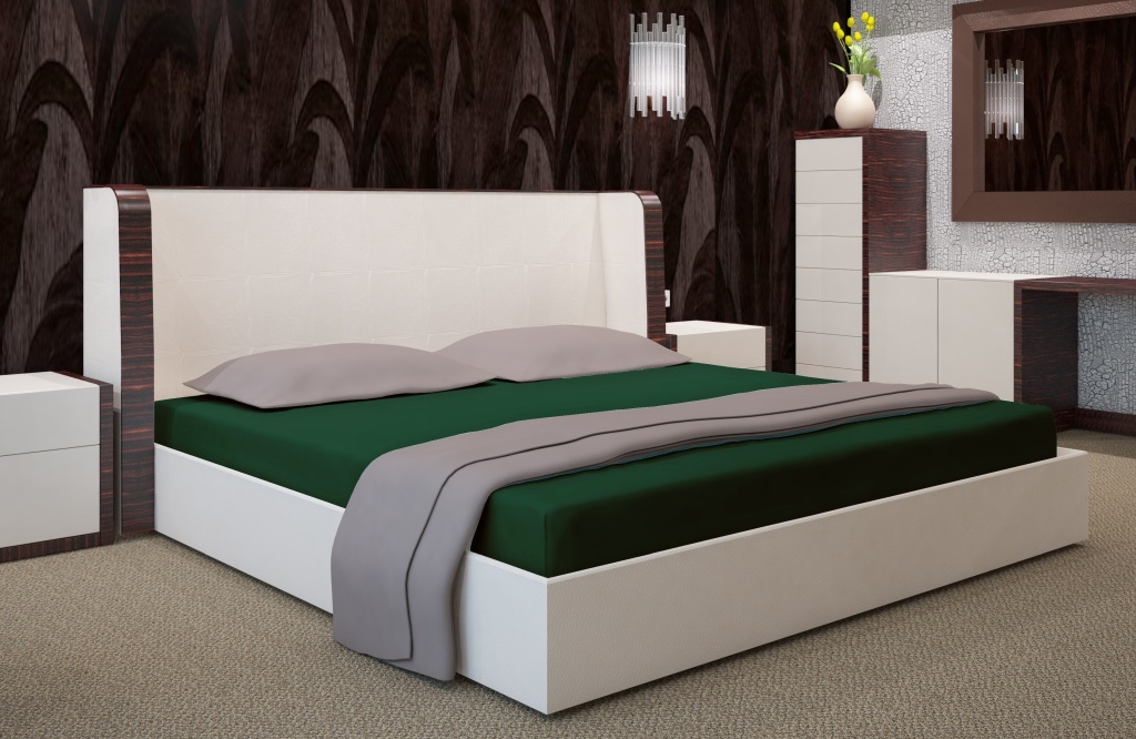 Eleganckie zielone prześcieradło na łóżko 160x210
