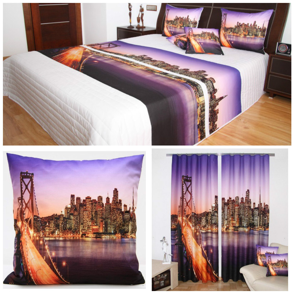 Dekoracyjne komplety sypialniane koloru fioletowego z ognistym mostem
