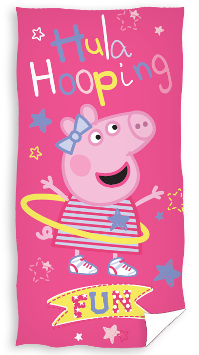 Różowe ręczniki dziecięce z świnką i hulahopem 