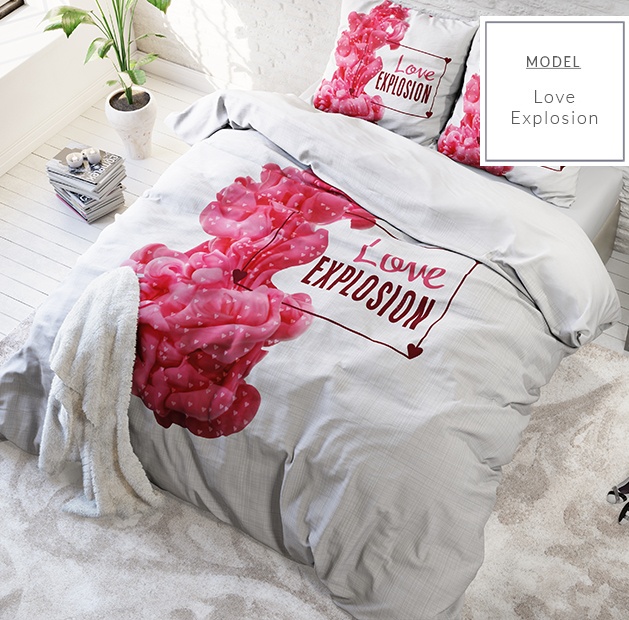 Love explosion pościel holenderska do sypialni w kolorze jasnoszarym