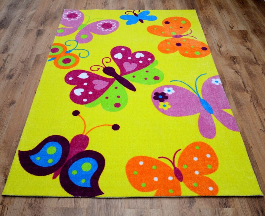 Kolorowe motylki żółty dywan dla dzieci