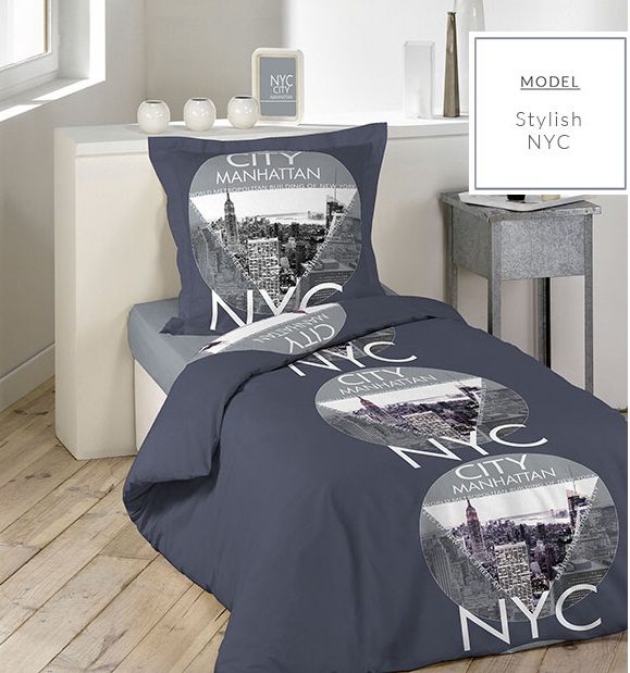 New York City pościel bawełniana w kolorze szarym