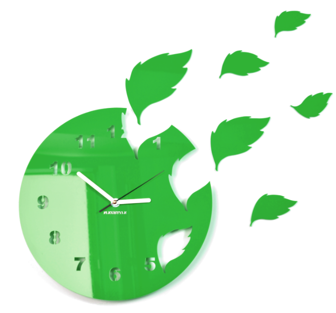 Okrągły zegar dekoracyjny w kolorze zielonym