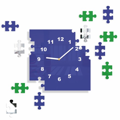 Modny niebieski zegar puzzle