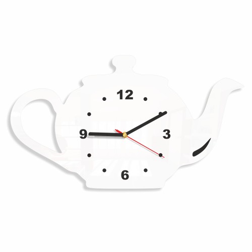 Biały zegar czajniczek do kuchni