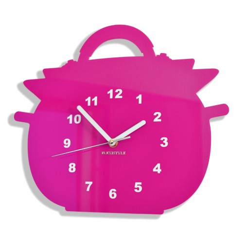 Garnek zegar w kolorze różowym