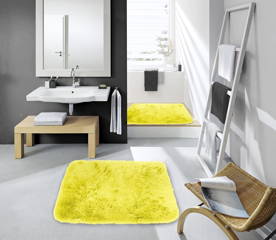 Nowoczesne pluszowe dywaniki łazienkowe 50x70 koloru żółtego