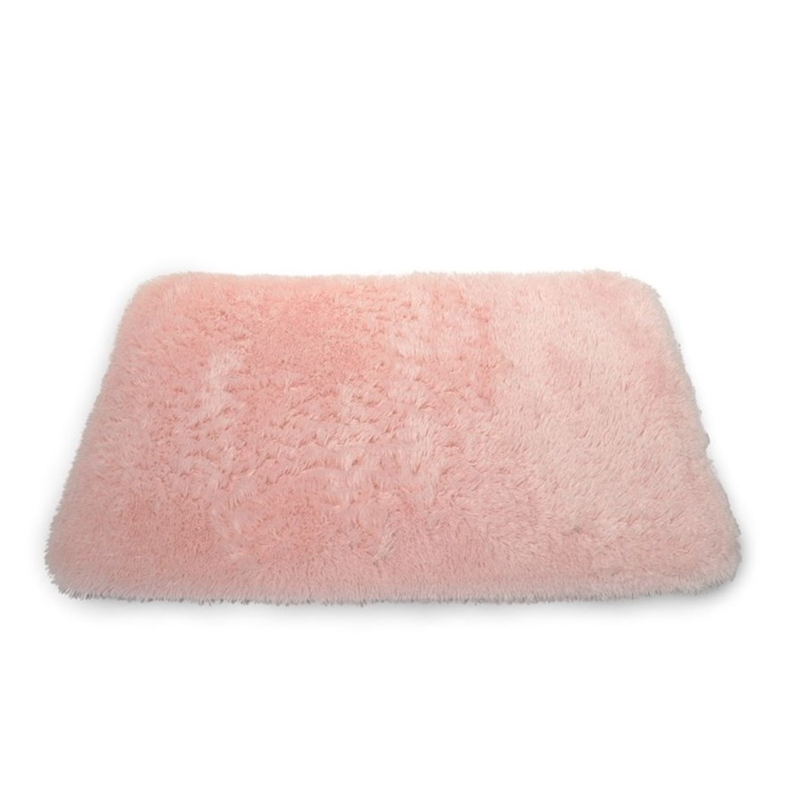 Różowy dekoracyjny dywanik 50x70 pluszowy do łazienki