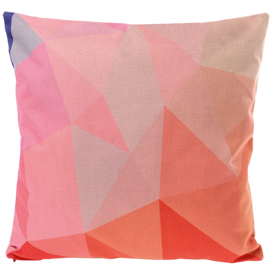 Młodzieżowa różowa poszewka na poduszkę z figurami geometrycznymi