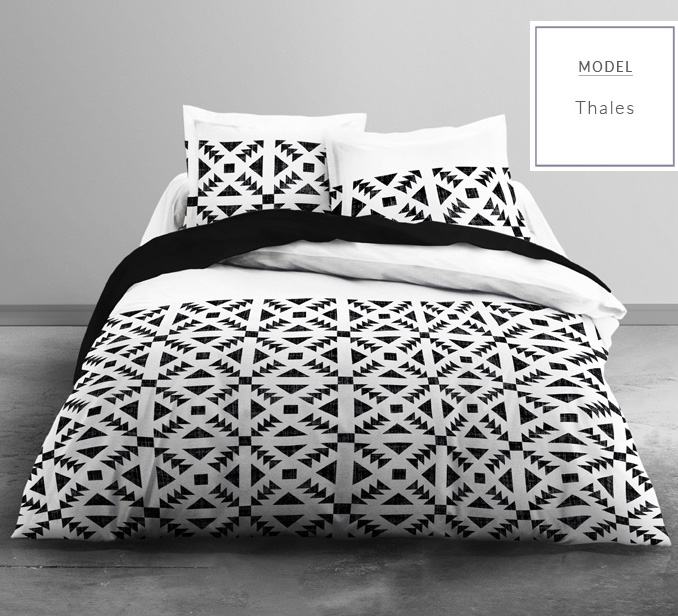 Biała pościel bawełniana z czarnymi wzorami 200x220 na łóżko do sypialni