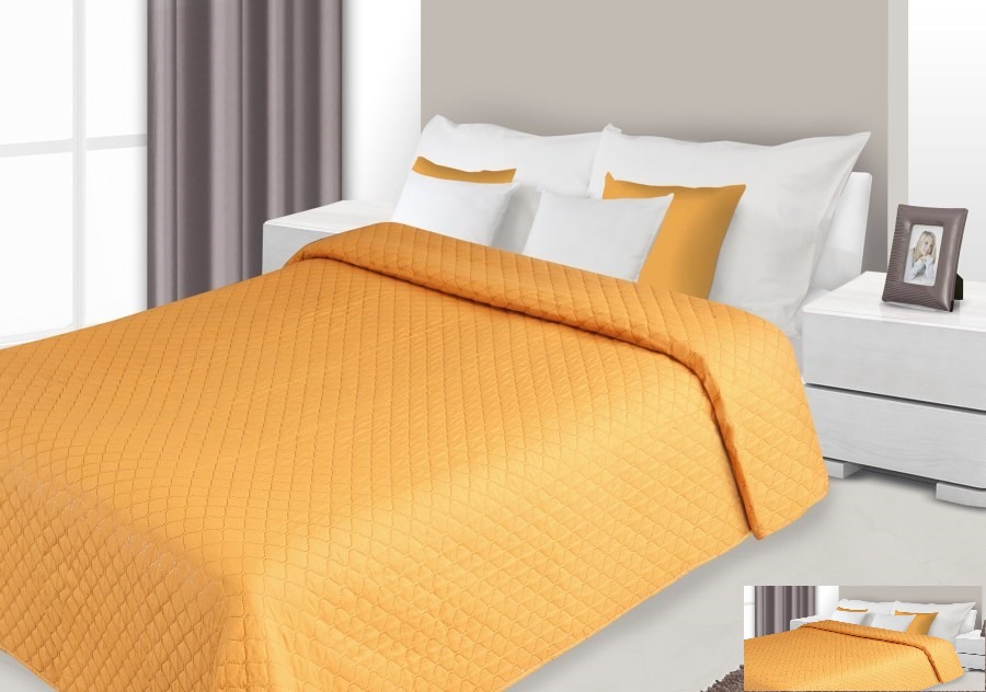 Dwustronna pomarańczowa narzuta na łóżko