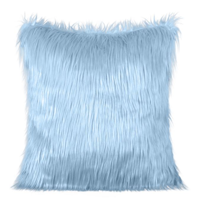 Modna dekoracyjna jasnoniebieska włochata poszewka na poduszkę 45x45