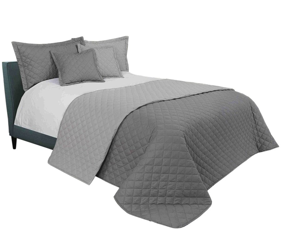 220x240 stylowa szara modna dwustronna narzuta pikowana na łóżko do pokoju