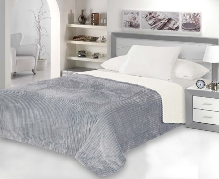 Dwustronna narzuta na łóżko w kolorze szaro kremowym