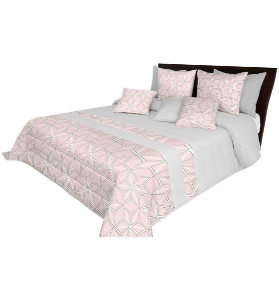 Narzuta na łóżko w kolorze szaro różowym