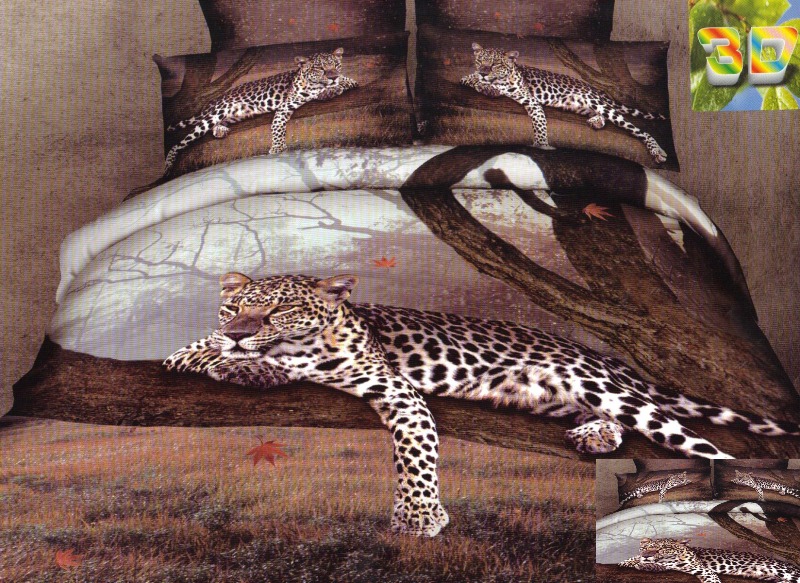 Miękka brązowa pościel z gepardem