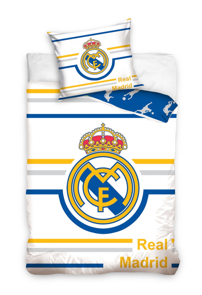 Miękka pościel w kolorze białym z logo klubu Real Madryt