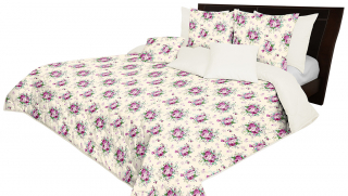 Kremowe narzuty na łóżko do sypialni w kwiaty