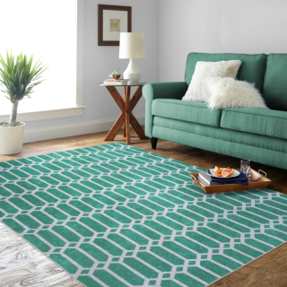 Antypoślizgowy dywan w kolorze zielonym