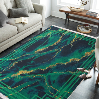 Zielony antypoślizgowy dywan do salonu